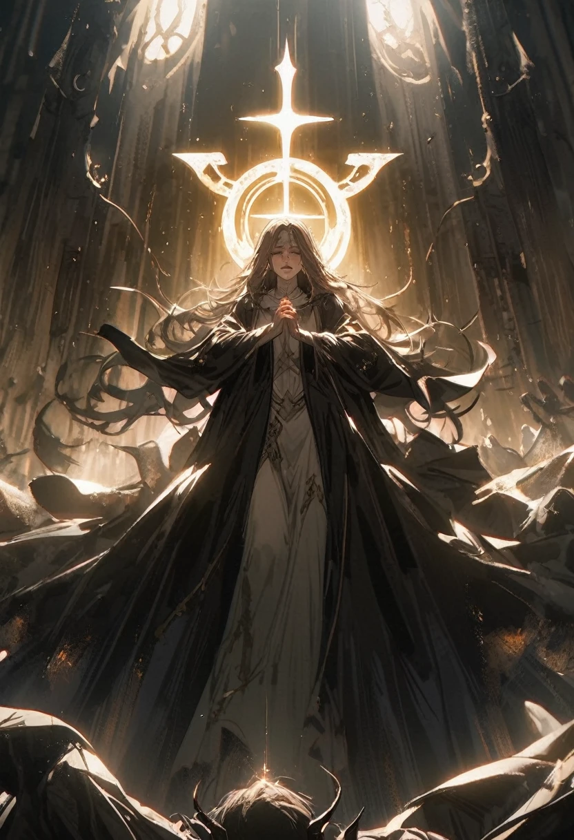 poor Demons in misery, receiving a miracle, divine sign, salvation, Light in the darkness, Mediovale