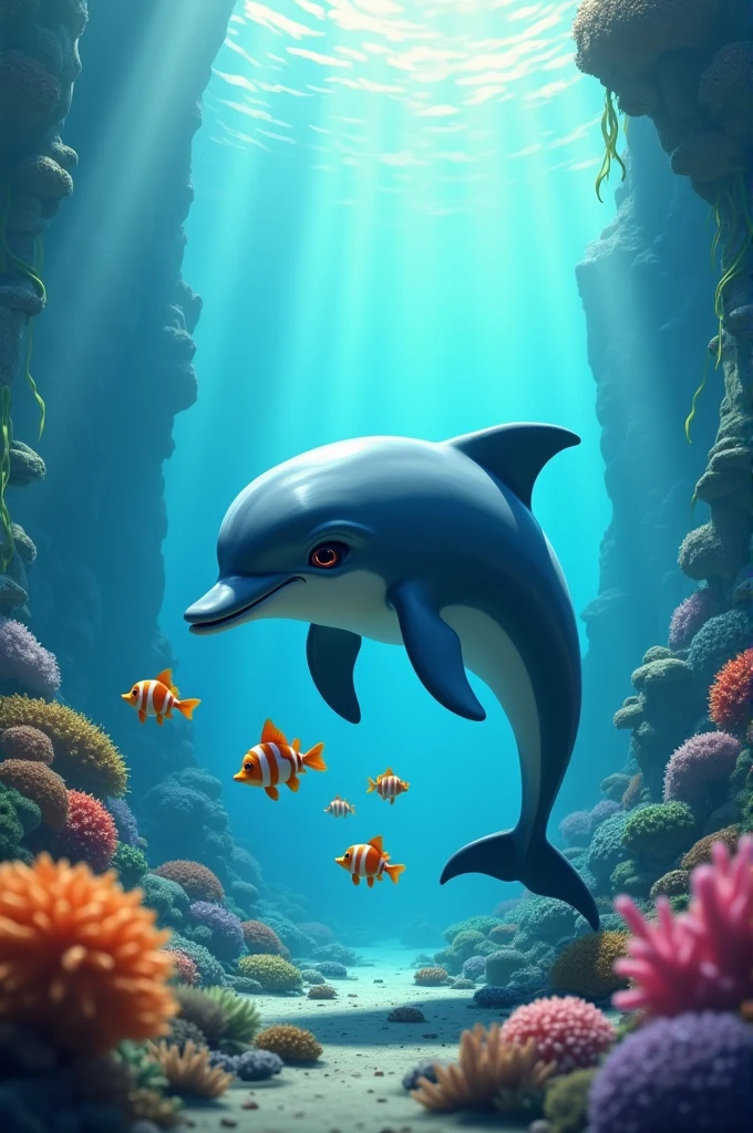 Dolphin showing showing her home to other fishes.