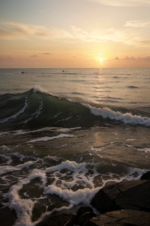 Quiet sea at sunset.