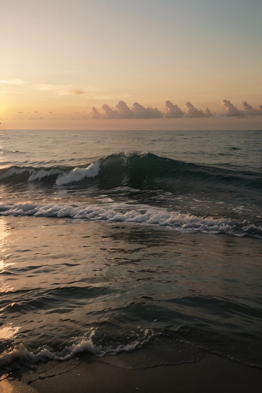 Quiet sea at sunset.