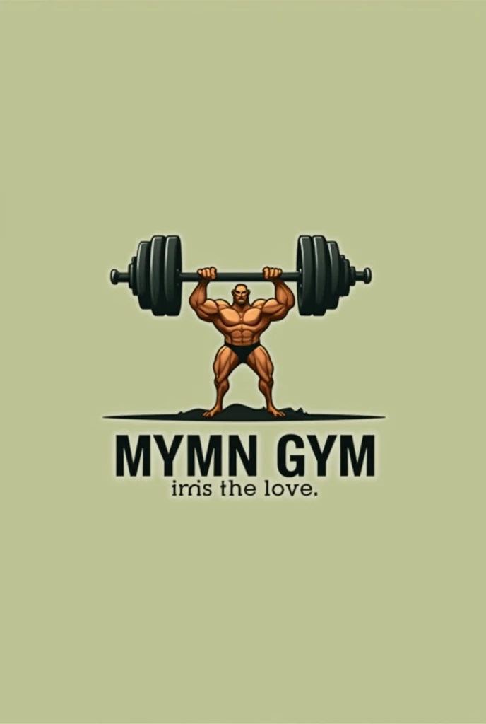 Gym logo 1 camel green colour background and type them Mymn Gym and y of the gym can lift the dumble of 278kg and that was the realistic like professional