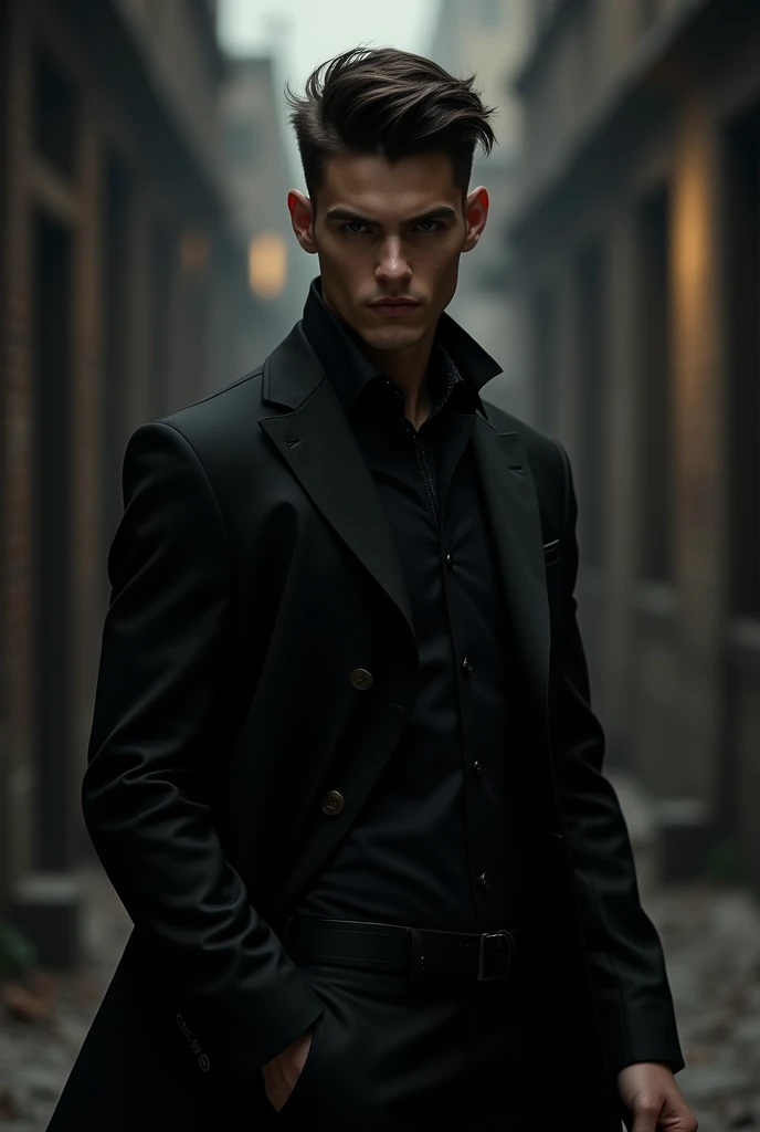 Young man in black