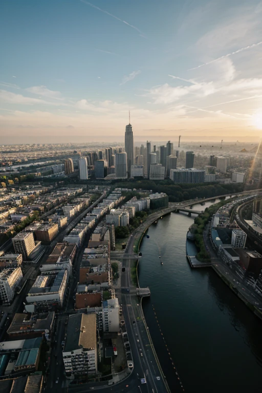 Early morning over a big city