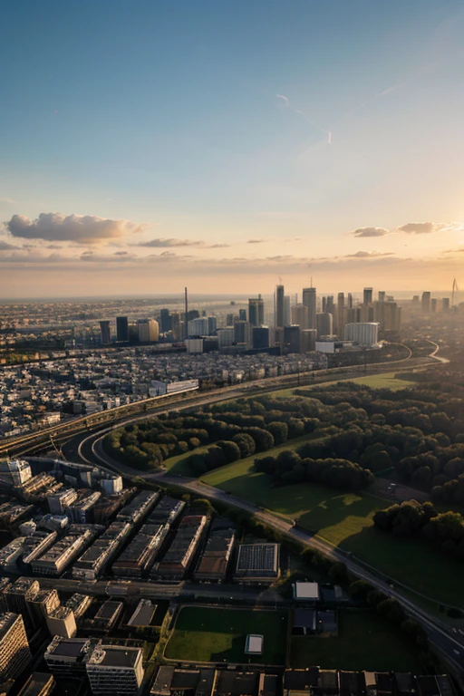 Early morning over a big city