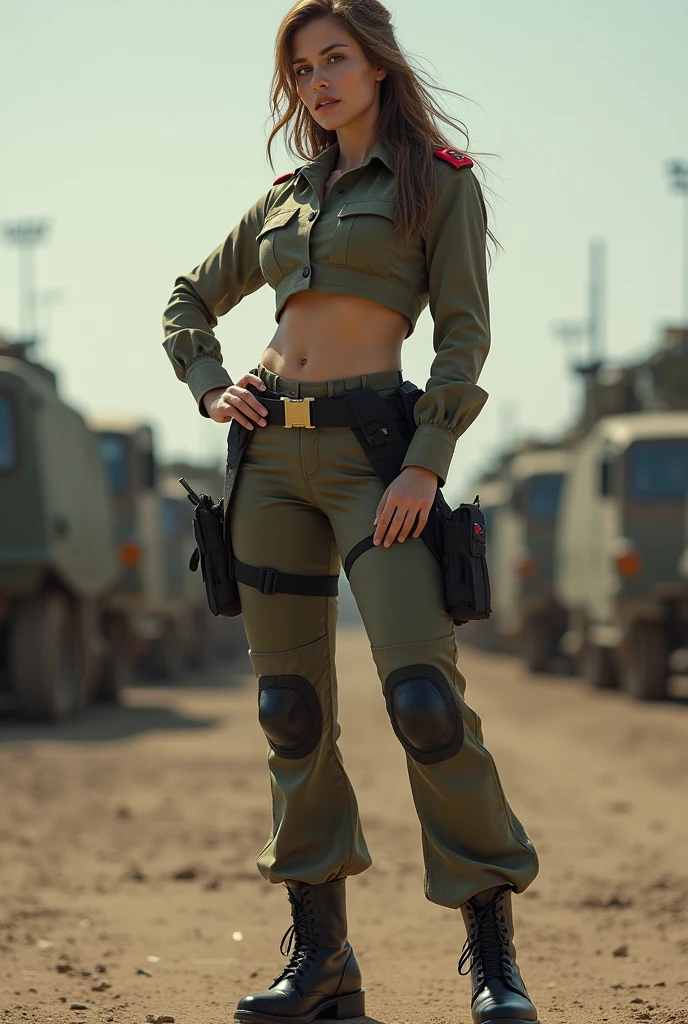 Woman in military uniform with big ass