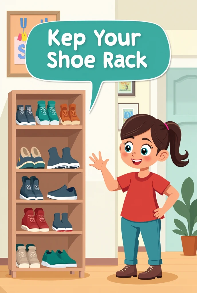 a poster telling to keep the shoes in the shoe rack