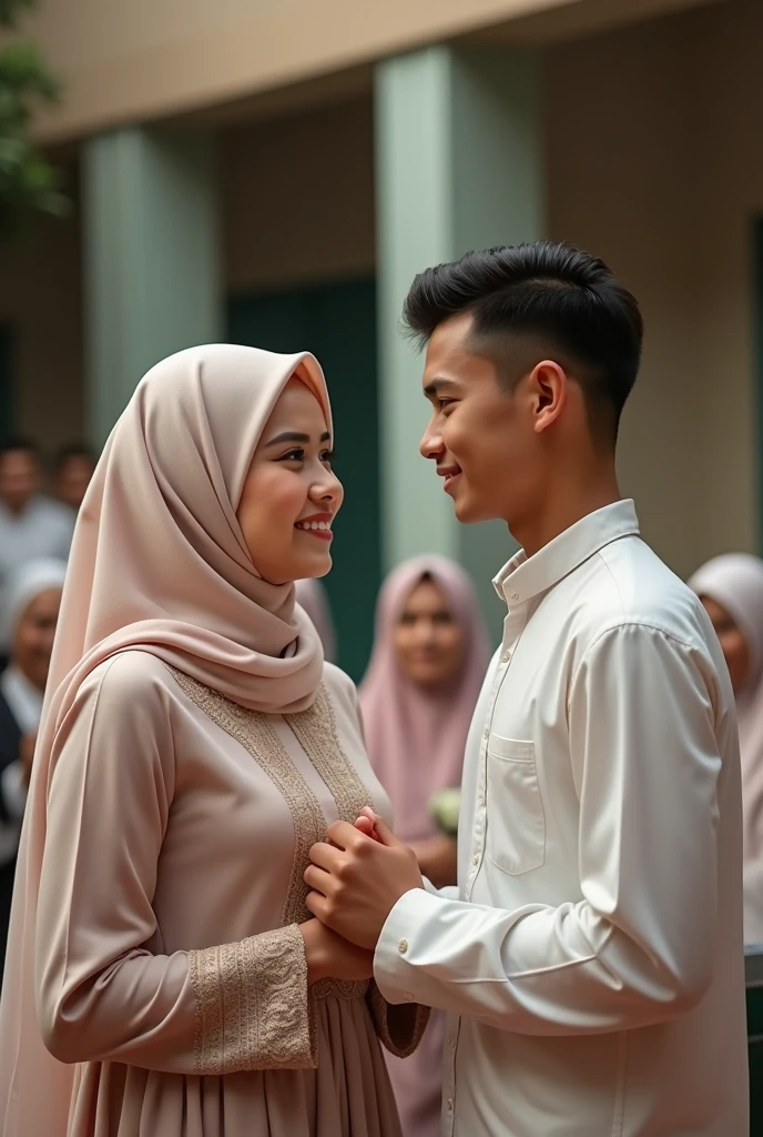Women wearing headscarves and men without beards wearing Muslim clothes marry young