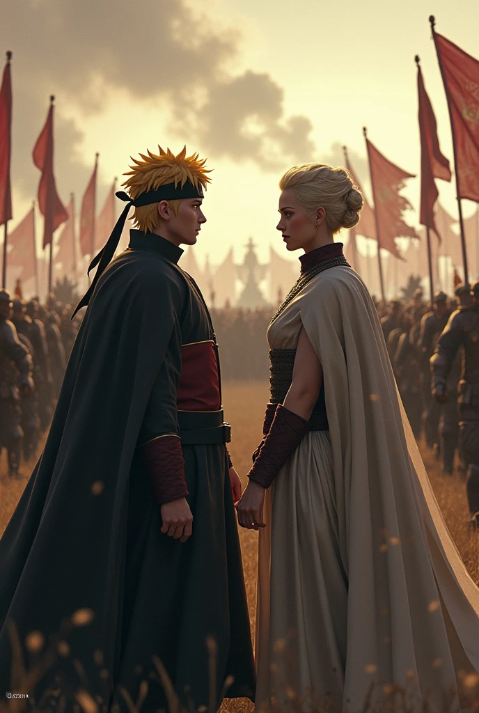 Naruto and Cersei Lannister married and fighting with an army