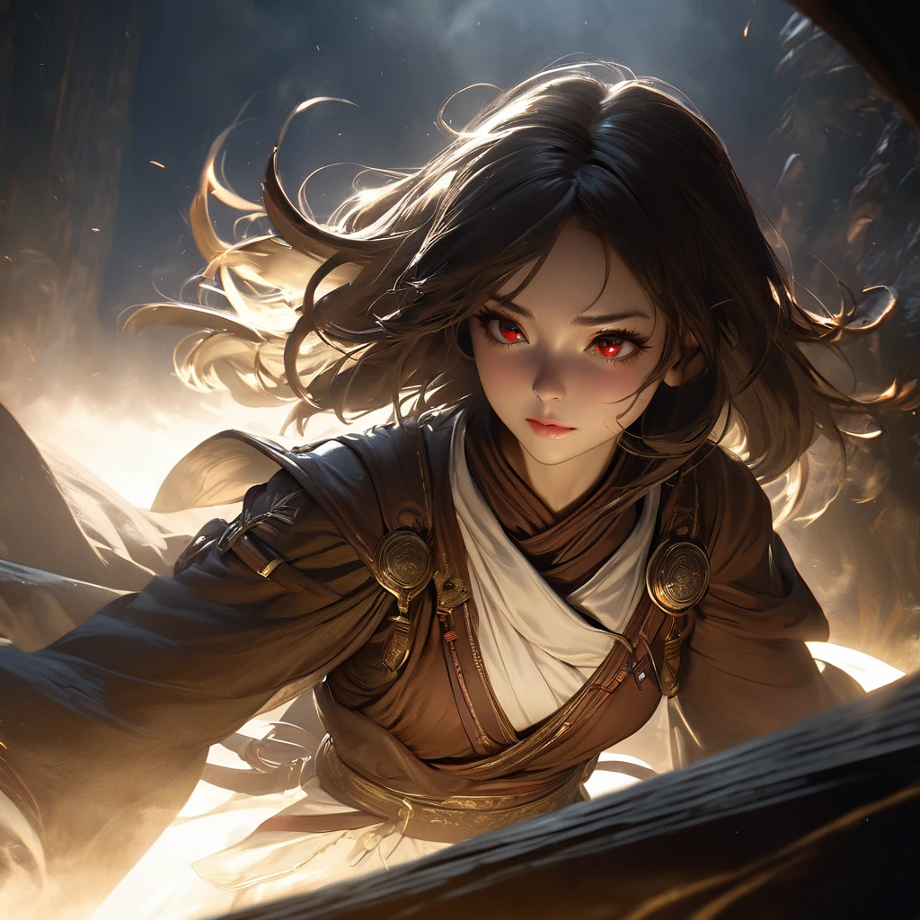 Highest quality, wonderful_delicate, wonderful delicate eyes, Super detailed, beautiful, 8k , One girl, Red eyes, evil, Facial Contour,Gentle spiritual concept, Monk Pilot, High morale, Complex, Brilliant, Cinematic, Dramatic lighting, Volumetric Fog, Chiaroscuro, Detailed digital painting, Concept Art, 8k, Realistic, AwardsGentle spiritual concept, Monk Pilot, High morale, Complex, Brilliant, Cinematic, Dramatic lighting, Volumetric Fog, Chiaroscuro, Detailed digital painting, Concept Art, 8k, Realistic, Awards