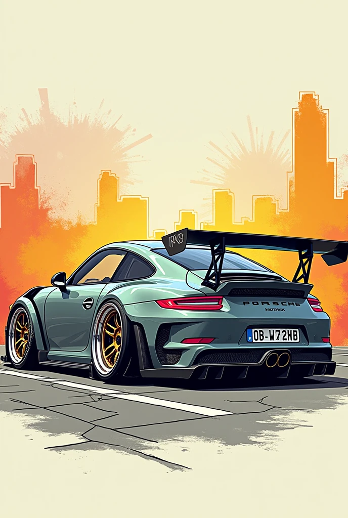 Deep learning model flowchat in colour of a 
Porsche 911 rwb, wide body, sketch, 
cartoonish, comic strip, Chip Foose car rendering, chrome wheels, bagged, slammed to the ground, masterpiece 