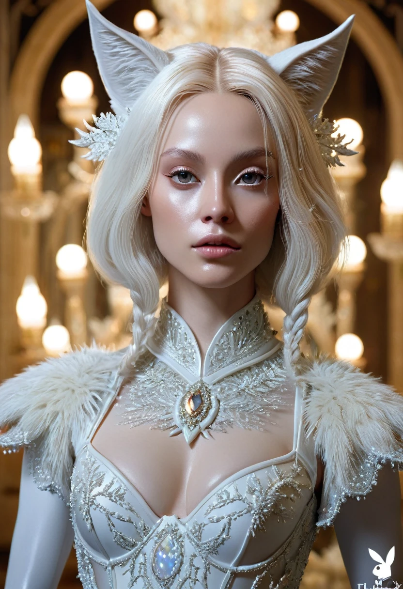 Pure Fairycore in ballerina-albino fox full  body fantasy style, white ornaments, perfect lighting, ultra detailed, redshift render, zbrush, fantasy, extremely detailed and lavish, unreal engine, ultra realistic, enhanced quality, Closeup portrait of a xenomorph gigerized queen, photorealistic character design carved in marble, iridescent, ivory renaissance porcelain face, bright eyes, transparent fur, symmetry, character portrait, beautiful face, looks like jenna oetega, dramatic, volumetric, soft beige light, warm, cinematic lighting