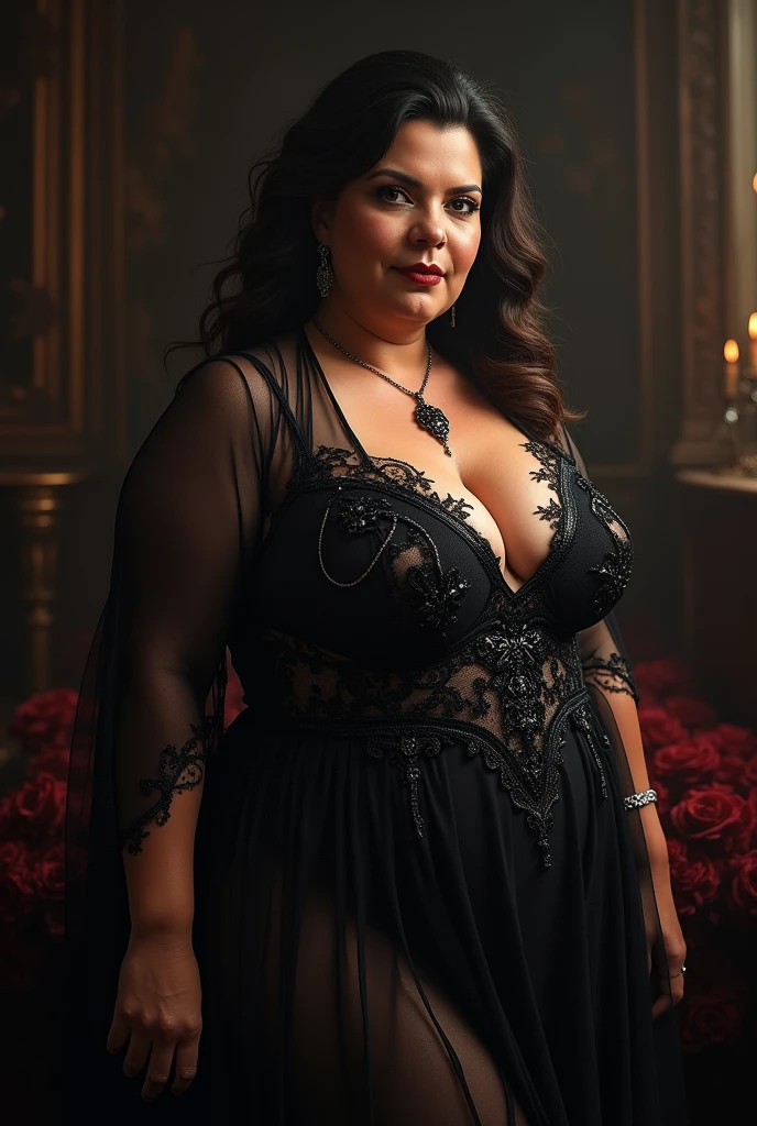 busty milfy woman wear sexy spider dress