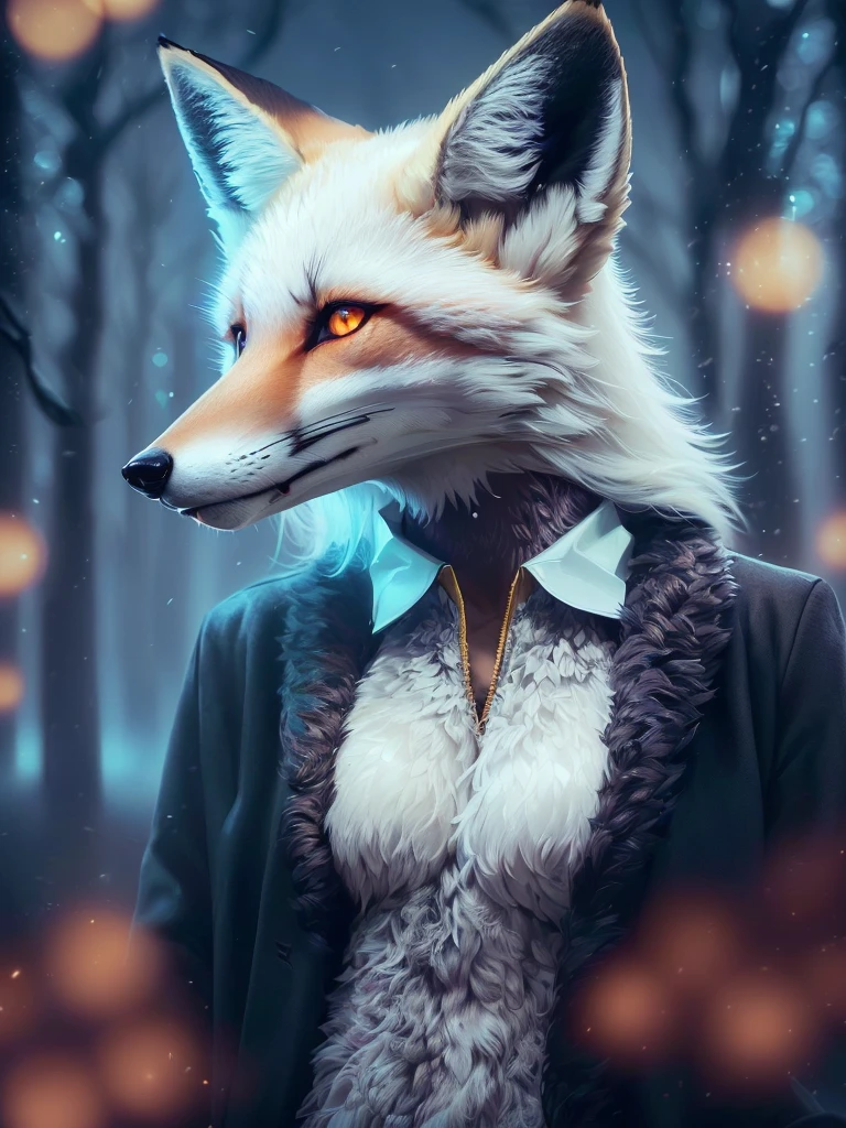 A female fox in a fur suit, (glowing eyes), digital art animal photo, 4k highly detailed digital art, stunning digital illustration, 4k detailed digital art, 2 d full body fox, wallpaper 4 k, wallpaper 4k, phone wallpaper hd, amazing wallpaper, 8k hd wallpaper digital art, digital artwork 4 k