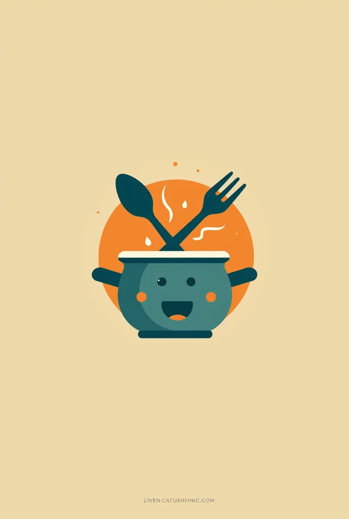 Design a playful yet professional logo for Easy Cooking. Incorporate a friendly kitchen element, such as a spoon and fork crossed over a plate, or a cooking pot with steam rising. Opt for warm, inviting colors like orange and teal. The font should be rounded and approachable, highlighting the app’s focus on making cooking easy and enjoyable