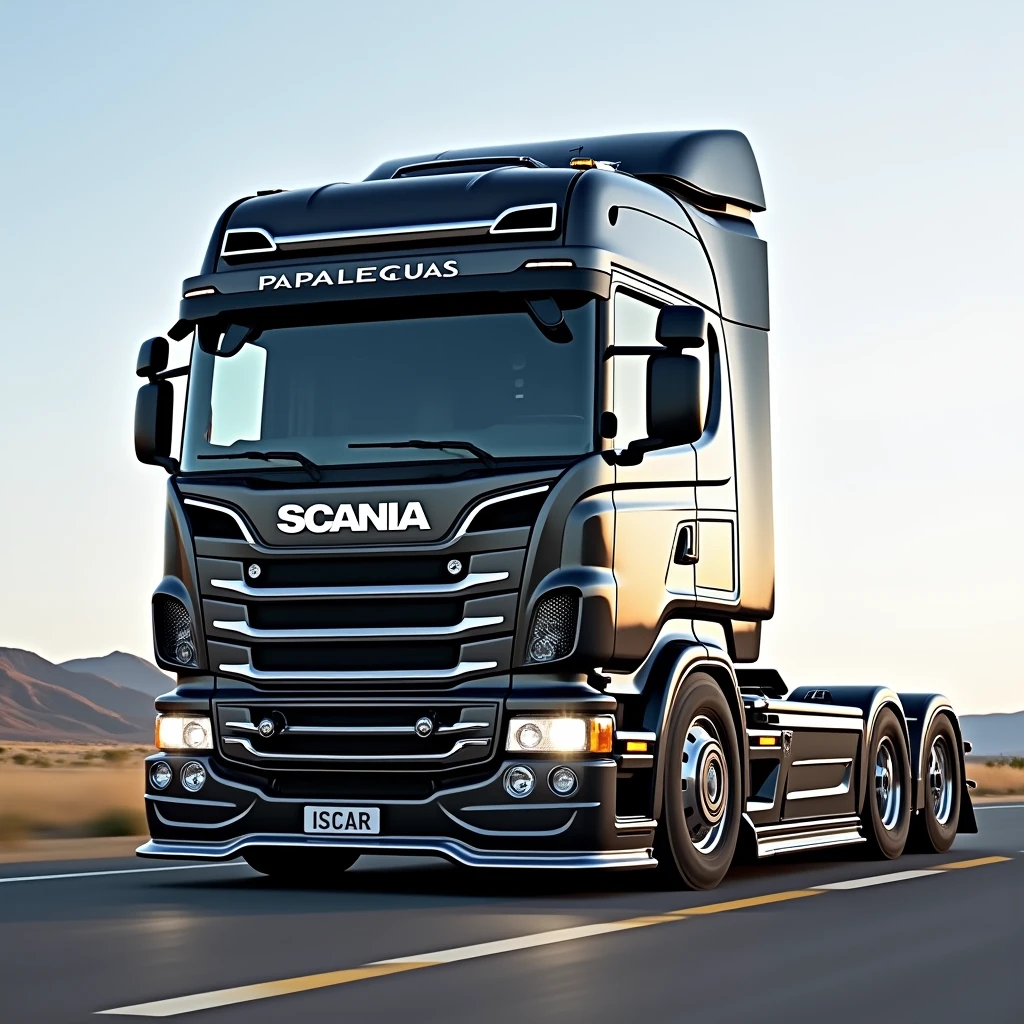 A scania truck with the letters: PAPALEGUAS