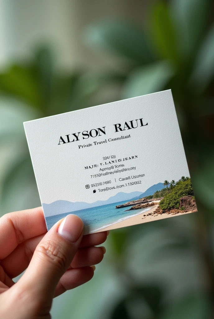 Business cardAlyson Raul, Private travel, phone/whats 44997619367