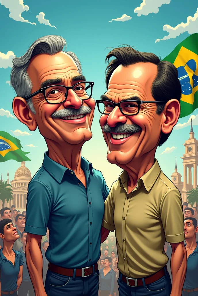 Create a caricature of Lula with Bolsonaro