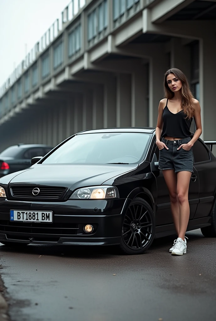 Opel astra g opc turbo 2003
black color
Car number BT1181BM
Hot girl withside car
