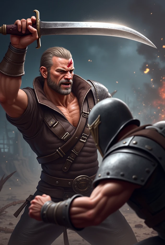 Make this man in fight scene