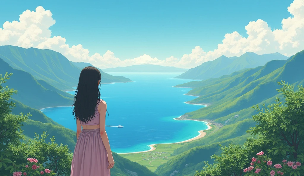 Quiet morning,Unkai Terrace,debt/4.0,135mm,Shot with Canon EOS R 6,- Pun Terrace at the top odebt the mountain,masterpiece,Highest qualityアート壁紙 4k, anime art wallpaper 4k, anime art wallpaper 8 k, anime background art, Lofi Color, Lofi Art, anime asthetic,masterpiece, Highest quality, Rainbow Style, anime, Beautiful Asian Girl, Along the Hawaiian Coast, Cute and dreamy,anime,Illustrator,Blues,landscape,sunset, night、
