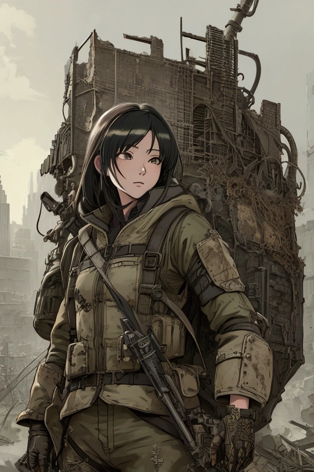 ((Highly detailed anime art)),Woman in ruins,City Ruins,Ranger Equipment,Shots from afar,goggles,Rugged Backpack,((masterpiece, Highest quality, Extremely detailed CG, unity 8k wallpaper )),(masterpiece, Highest quality, Highest quality, Official Art, beautiful),Very vivid,High-precision images,Ultra-high resolution,Great art,Poster Art,Impressive photos,Impressive art,beautiful顔,Perfect Face