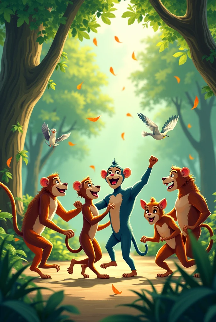 Animals dancing in the Jungle.