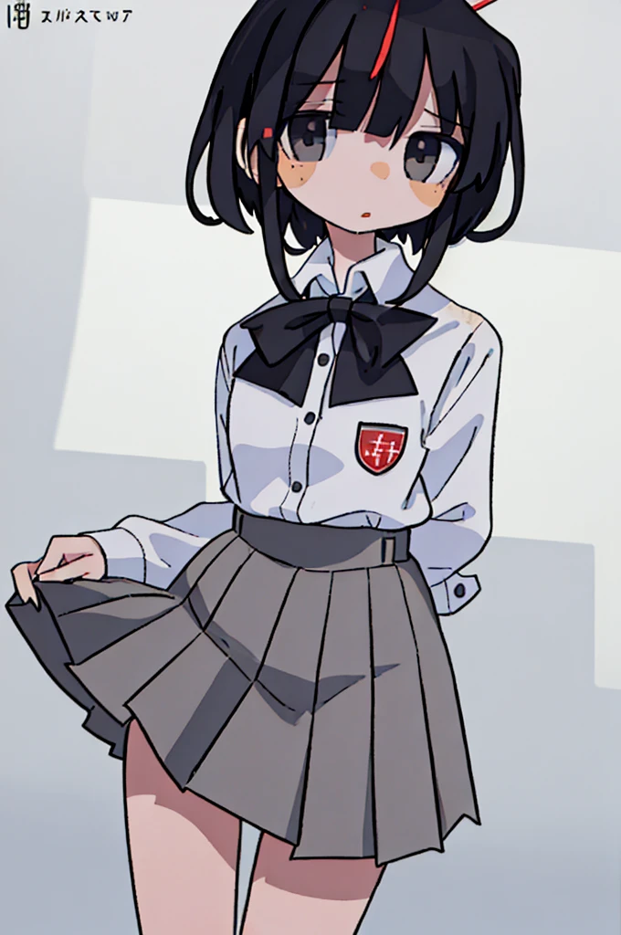 simple background, ribbon, school uniform,
(best quality, masterpiece, RAW photo,ultra-detailed:1.2), 1girl,solo,looking at viewer, pale skin, black hair, black sclera, white eyes, neutral expression