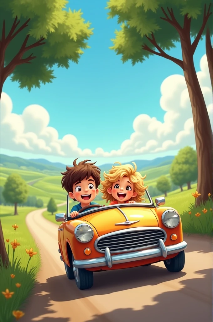 boy and girl car driving