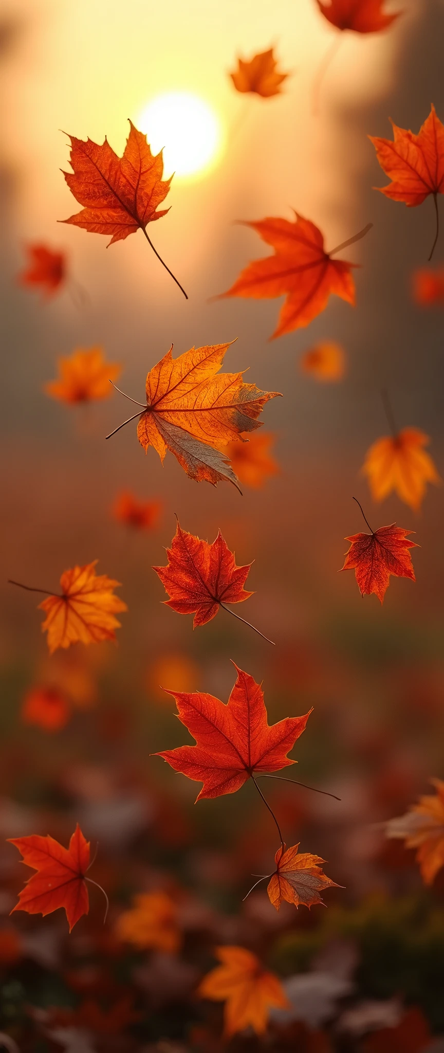 (masterpiece:1.2,Exceptional Quality,mirror-like,Cinematic Experience,Photorealistic:2.0,RAW Photos:2.0),8k,wallpaper,Dead leaves dancing in the wind,autumn leaves,Sunset
