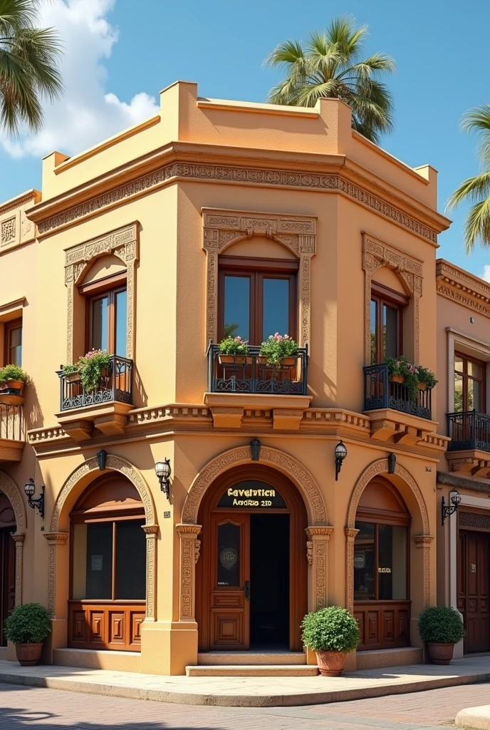 Simple Egyptian structure two story Restaurant exterior small and complete picture 
