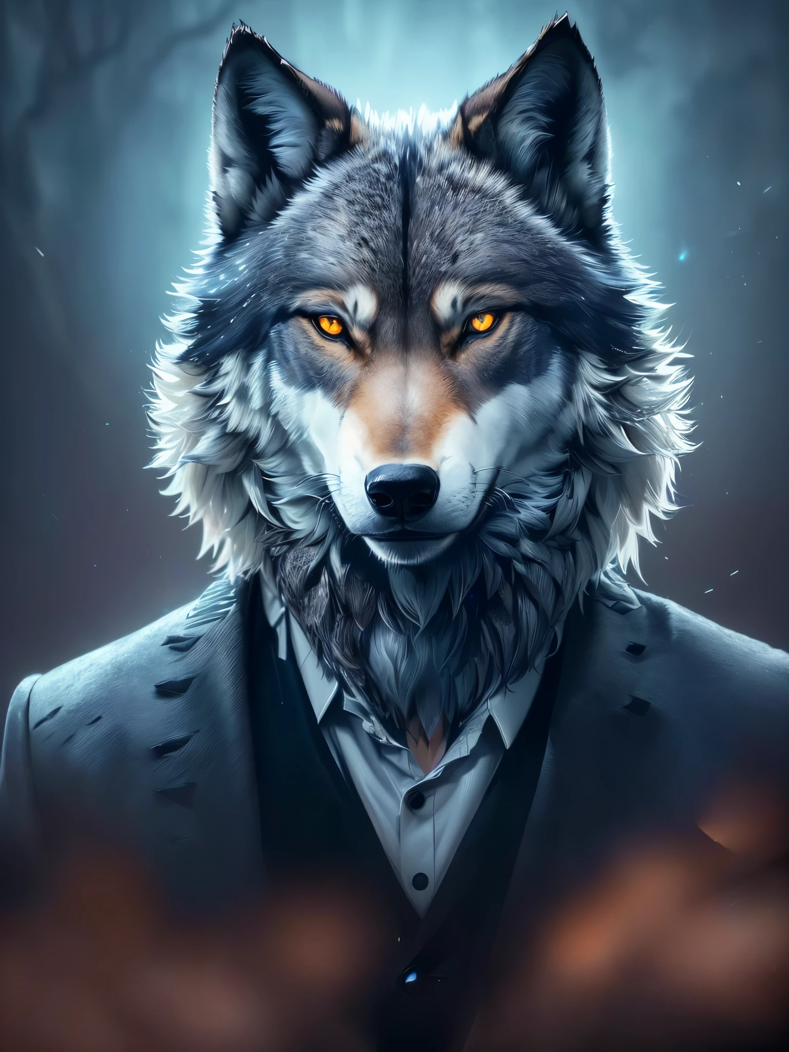 A wolf in a fur suit, (glowing eyes), digital art animal photo, 4k highly detailed digital art, stunning digital illustration, 4k detailed digital art, 2 d full body wolf, wallpaper 4 k, wallpaper 4k, phone wallpaper hd, amazing wallpaper, 8k hd wallpaper digital art, digital artwork 4 k