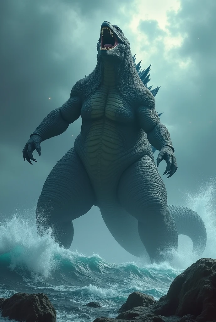 Creature which is a mixture of  a sea beast and a Godzilla 