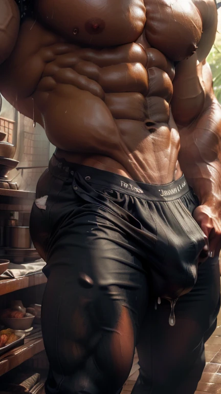 Close up focus on wetty indian bulge in pant, rain drops dripping, masterpiece, seductive