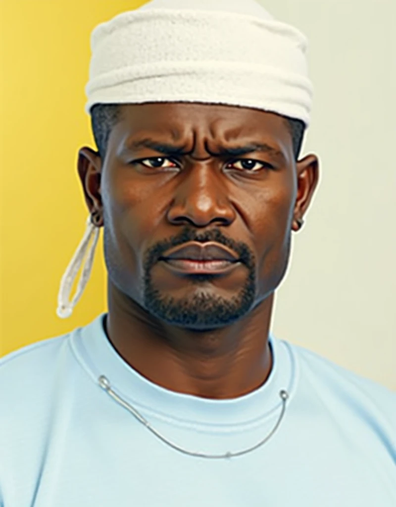 black male, en regardant la caméra, talk, serious face.
