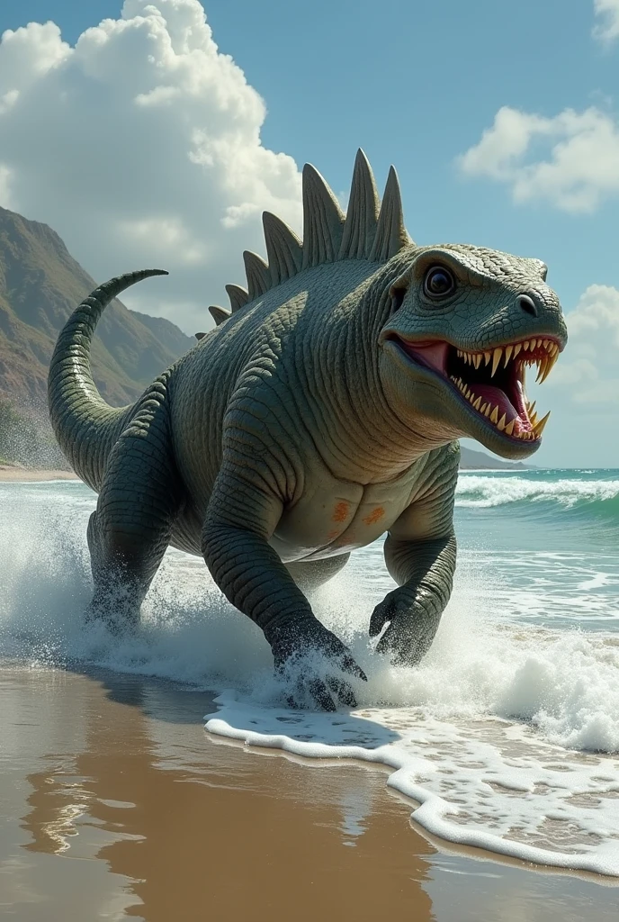 Make an creature which is a mixture of dinosaur and a sea lion
