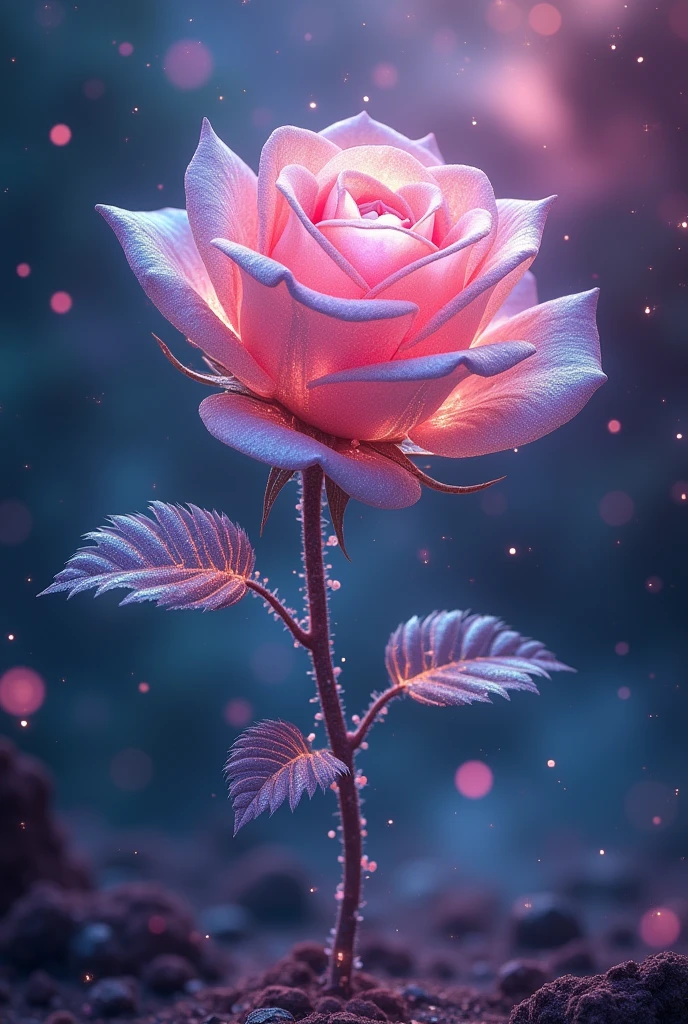 Crystal rose, fanciful, galaxias, cleanness, glittery, glittery, Splendor, Colorful, Amazing photography, dramatic lighting, photo-realism, ultra - detailed, 4K, depth of fields, A high resolution