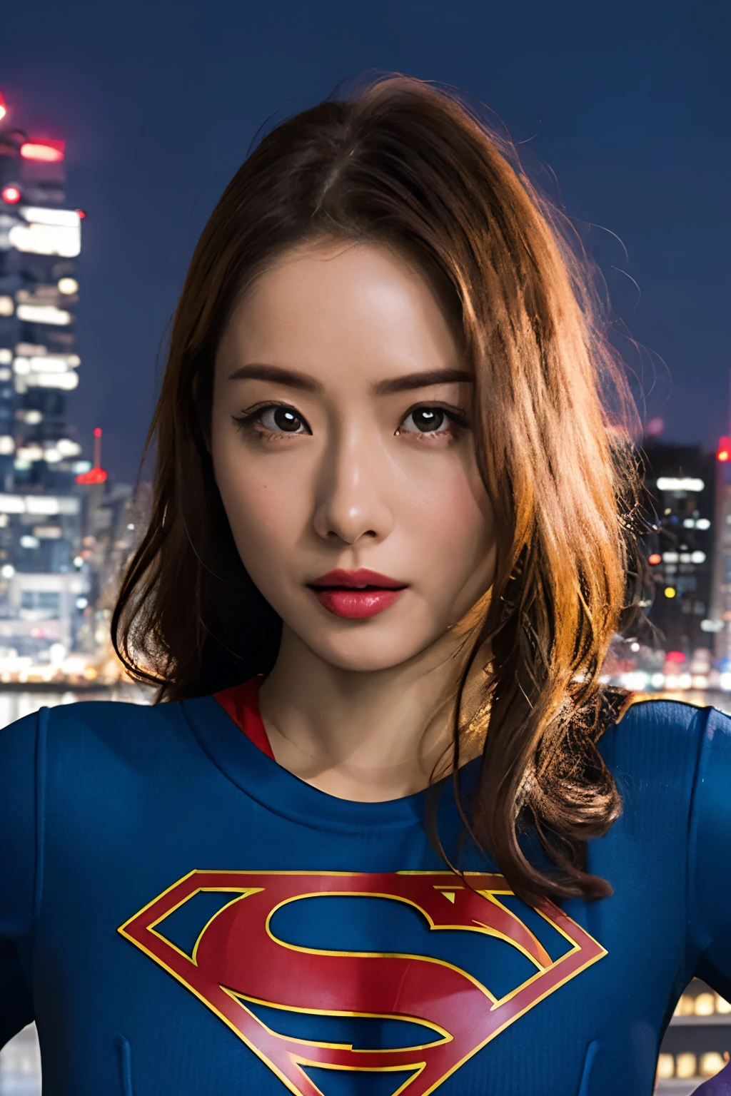 Supergirl, A fearless attitude in the face of a formidable opponent, One hand on the hip, Skyscrapers at night