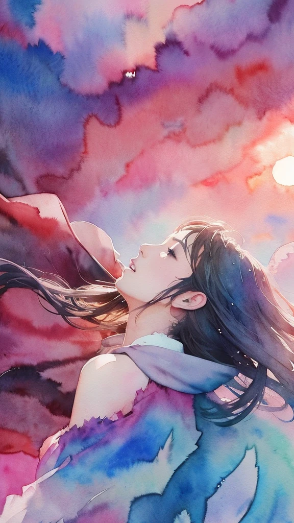 wtrcolor style, Digital Art (Yuri), Official Art, Blowing in the Wind, masterpiece, beautiful, ((watercolor)), Paint splashes, Intricate details. Amazing details, [Dripping:0.5], Trending on Art Station, Rachel Walker