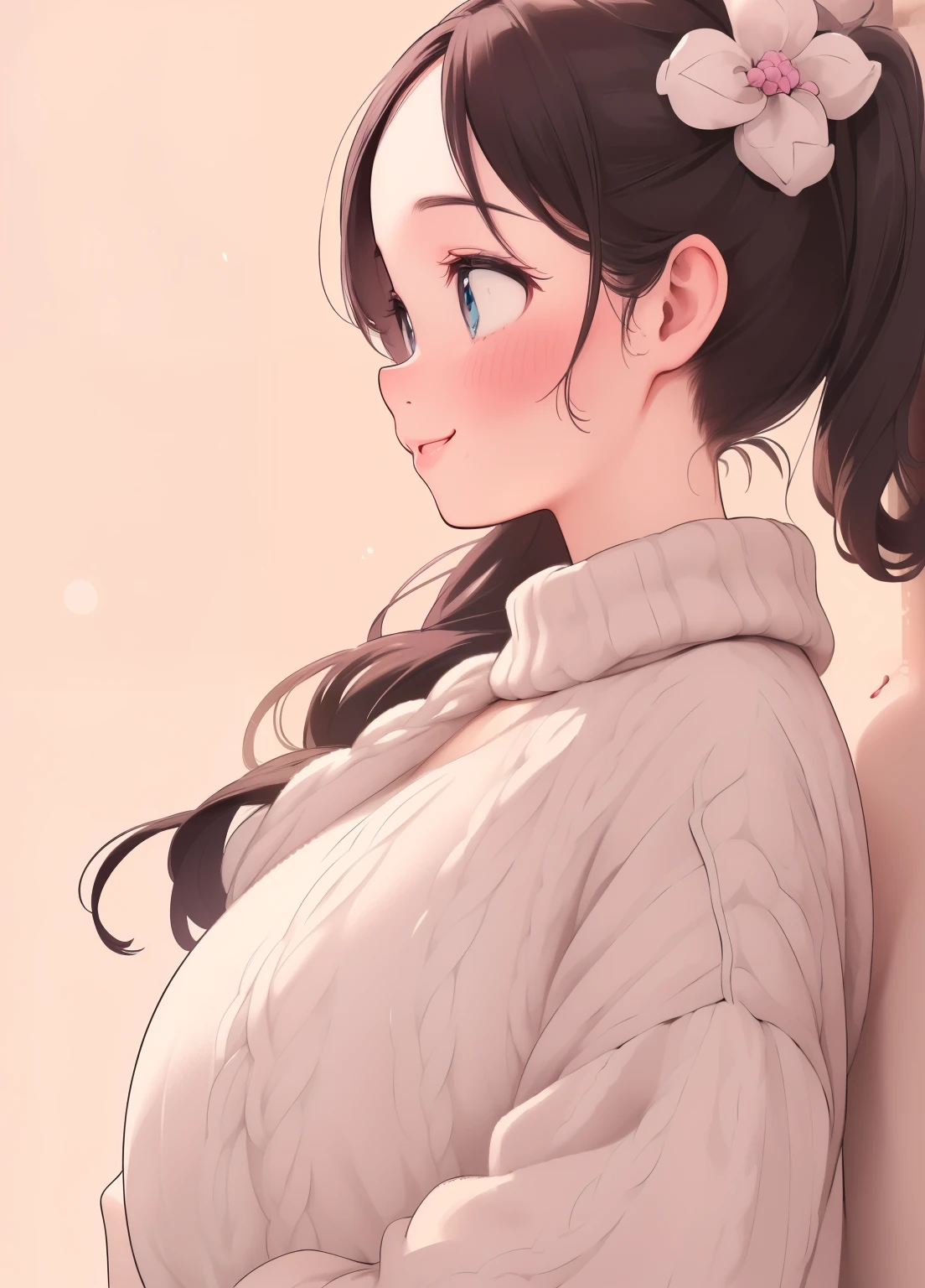 (masterpiece、Highestquality、Highestquality、Official Art、美しくbeautiful:1.2)、(One person:1.3)Hatsune Miku、Twin tails,Beautiful breasts, Katsushika Hokusai,(U高resolution, retina, masterpiece, Accurate, anatomicaly_correct, texture_skin, wonderful_detailed, expensive_detaileds, expensive_quality, Highest_quality, expensive_resolution, 1080P, 高resolution, 4K, 8k, 16K), (beautiful_detaileded_eyes, beautiful_detaileded_lips, very_detaileded_eyes_and_face), soft_Lighting, Physically based_rendering, Vivid_color, (big_chest, glamorous_body:1.5), (Shiny_hair, Shiny_skin, Sunburned_skin, blush), (前hair:1.5), eye_reflection, (Bokeh, Simple_background), (knit_Clothes, 笑face_and_smile:1.5), (profile:1.37),