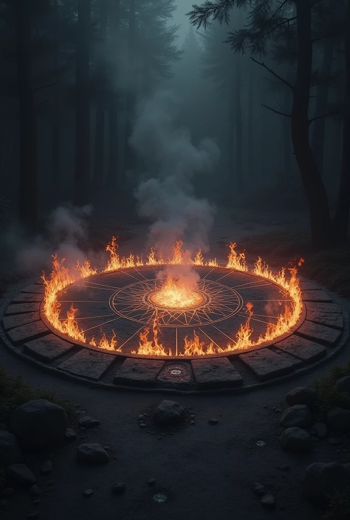 black flames fire circle
