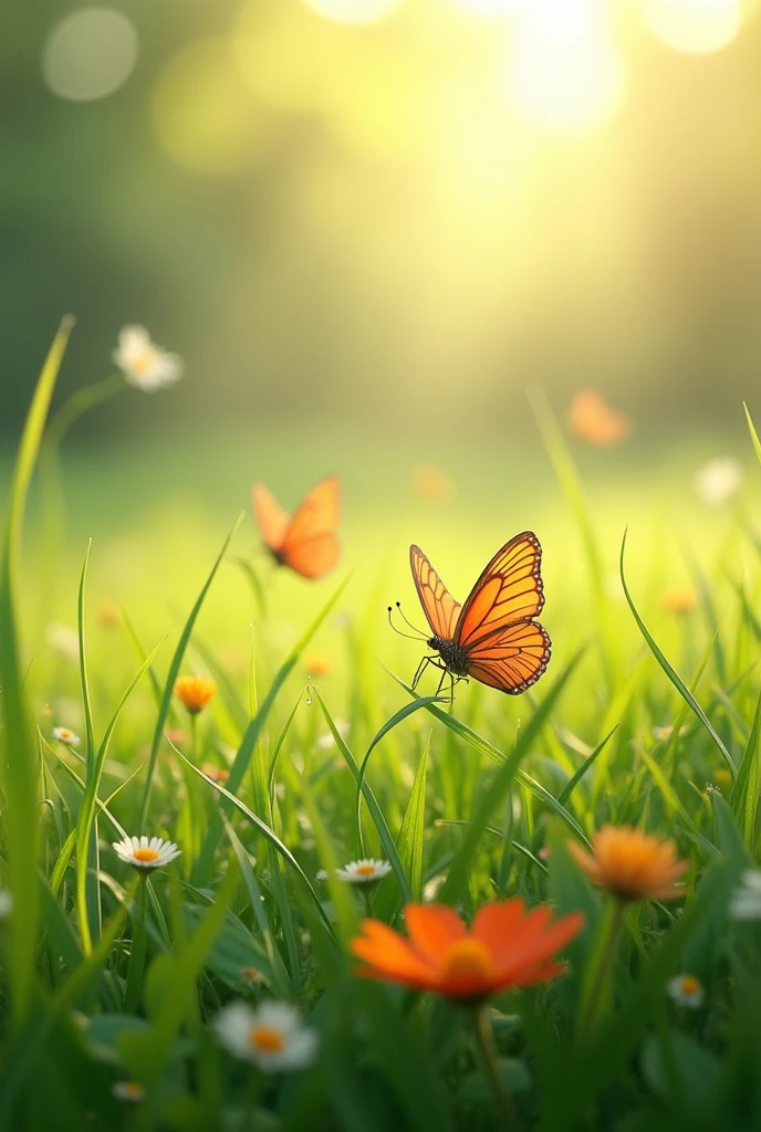 Beautiful grassland shiny day with butterflys