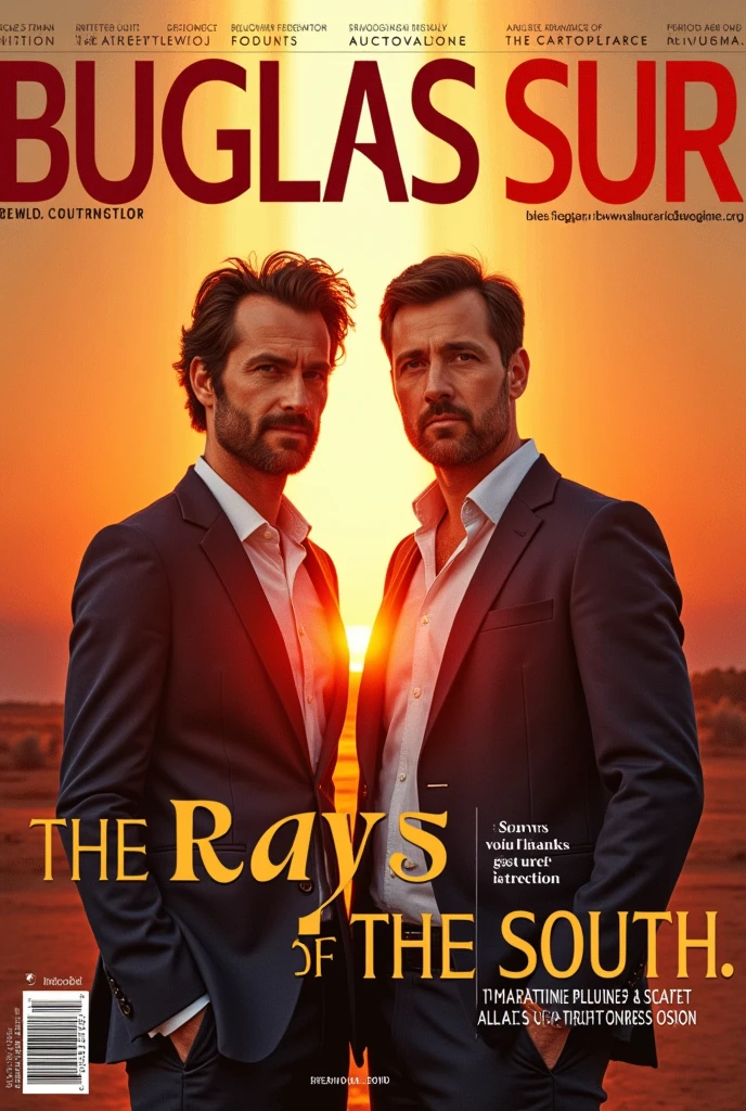 Make a Magazine front page vogue about Buglas Sur Architects with a sub title The Rays of the South.