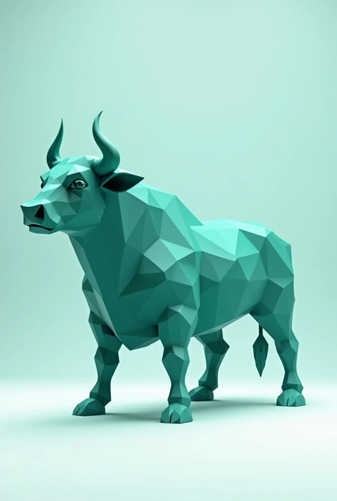 Aqua green polygon big bull
Right view
Plane background
