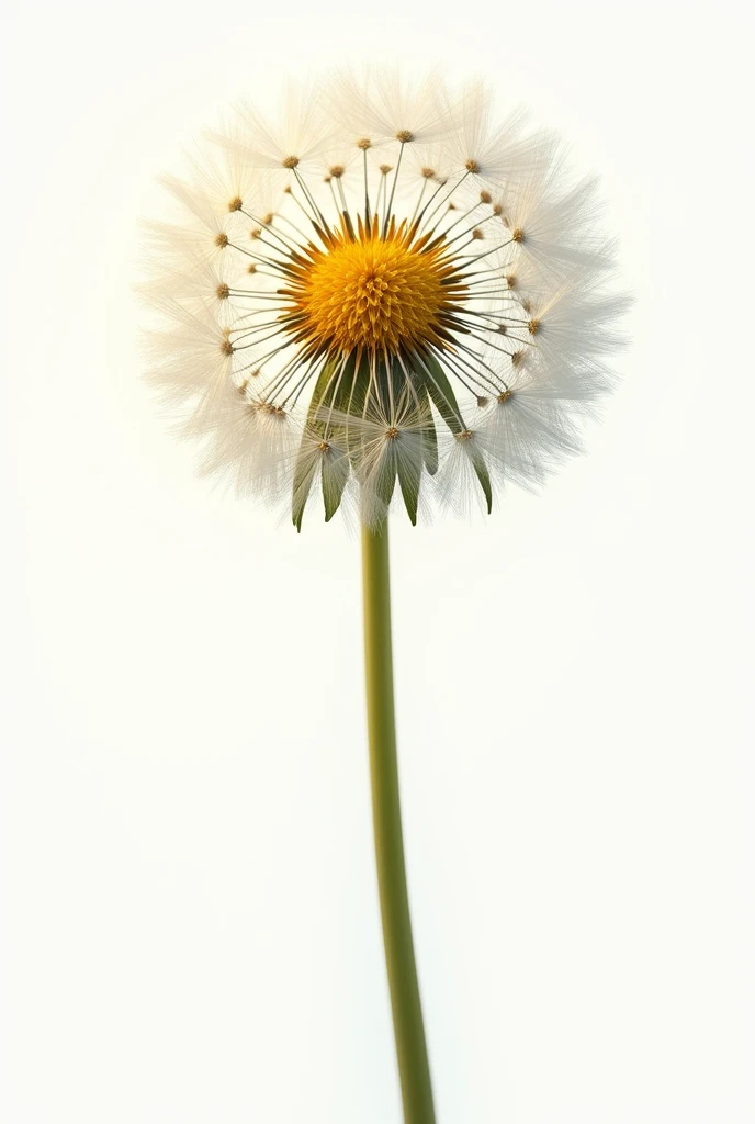 Create an image with a transparent background, where a dandelion comes out and looks complete in the whole image. make it look realistic.