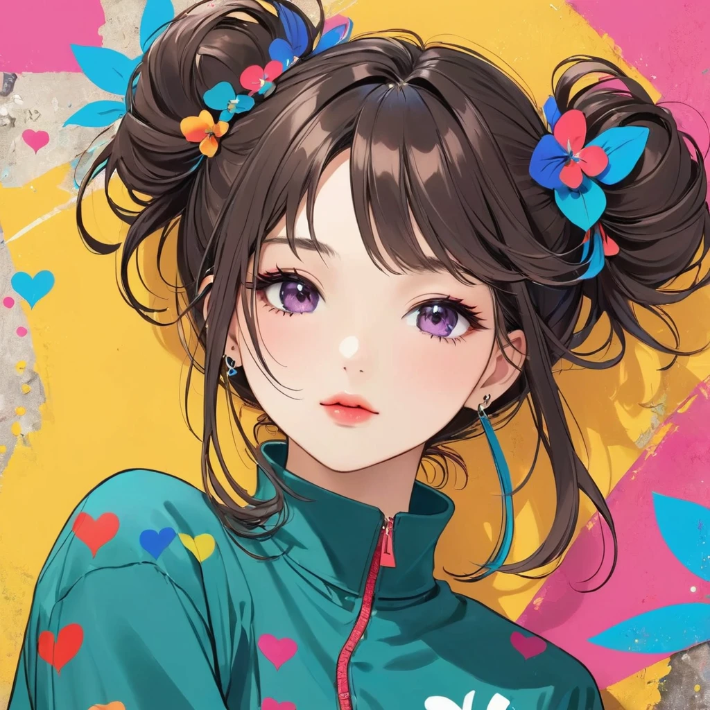 Micho colorful style, Simple Line Initialism,Abstract art,(((The most beautiful girl of all time))), Lips in love, Dark Eyes, Graffiti on the wall, stylish design