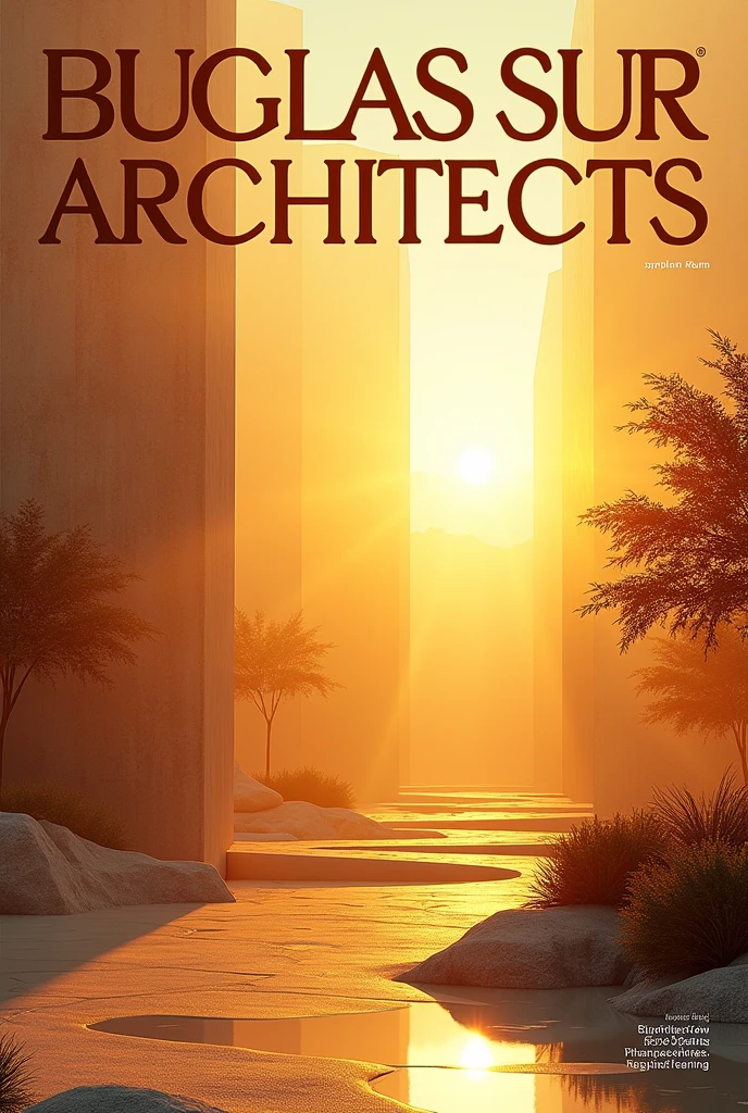 Make a magazine with a big word Buglas Sur Architects and sub title The Rays of the South.