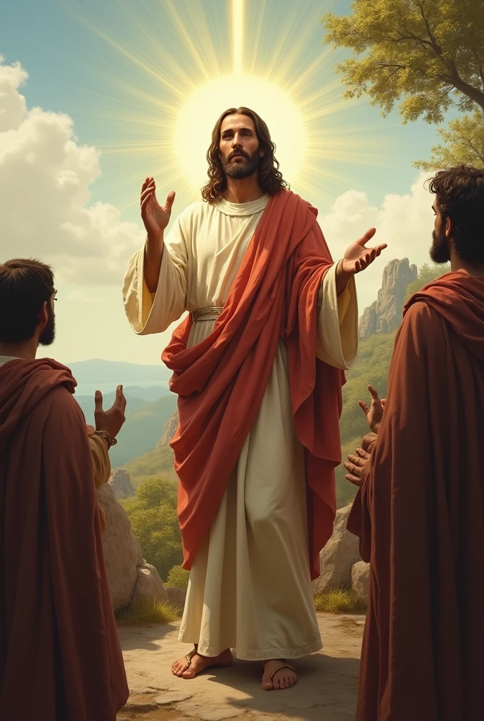 Jesus preaches with his people