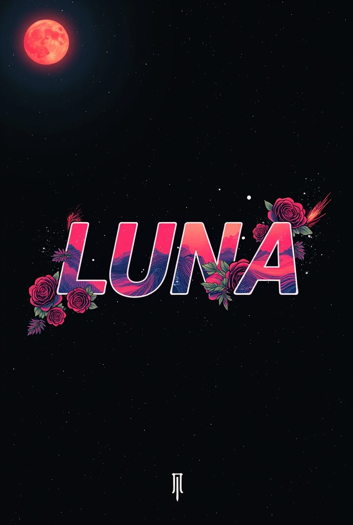 High resolution, logo spelling swiftly “Luna” cool, Jdm theme, anime theme, Cyberpunk vibe name spelling, brand logo, logo for tshirt, brand logo “LUNA”, neon vibes, acid trip vibes, acid trip, shooting stars, acid trip inside “LUNA”, acid trip, hallucinations inside “LUNA”, Waves of hallucinations, stars in the background, red strange moon, red roses with green leaves, blood moon,