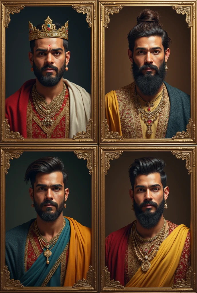 Imagine चार राजा का फोटो अलग अलग फ्रेम में जिसकी नेम
अरुण ।karsh।sachin।durgesh। Ho