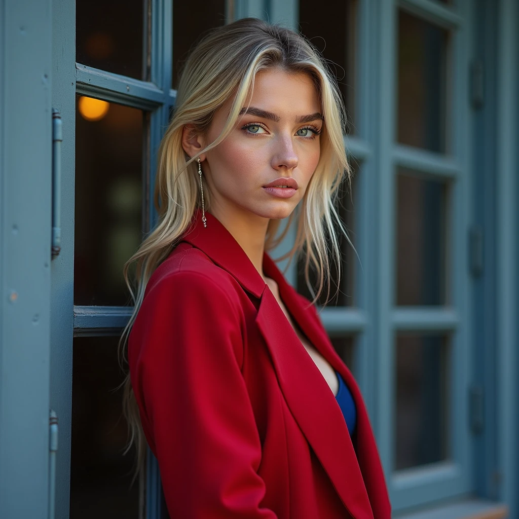 visage réaliste et très détaillé. "Un portrait en pied d'une femme blonde de 27 ans portant des vêtements très très sexy, la femme doit avoir exactement la même taille de seins sur chaque création" (corps entier avec jambes et pieds )(meilleure qualité, 4k, 8k, haute résolution, Oeuvre d'art: 1.2), (super détaillé, réaliste, Fotorréaliste:1.37)Une jeune femme captivante, portant un superbe ensemble rouge et bleu, se tient devant une fenêtre avec un air de ténacité et de détermination. Ses yeux enchanteurs sont extrêmement détaillés, capturer chaque éclat et chaque profondeur, tandis que ses lèvres arborent une beauté méticuleuse à la fois captivante et séduisante.. Le niveau de détail s'étend à l'ensemble du visage, chaque contour et chaque caractéristique sont méticuleusement rendus à la perfection, créant un sentiment d'hyperréalisme qui attire le spectateur.
Le costume de , rappelle l'art de la peinture à l'huile, c'est une œuvre d'art en soi. L'usine, savamment conçu pour ressembler à des coups de pinceau vibrants, ajoute une touche de dynamisme à votre look général. C'est un véritable reflet de l'artiste'le talent, faire preuve de maîtrise